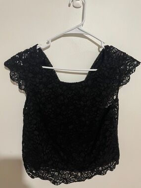 Talula Black Lace Cap-Sleeve Shell